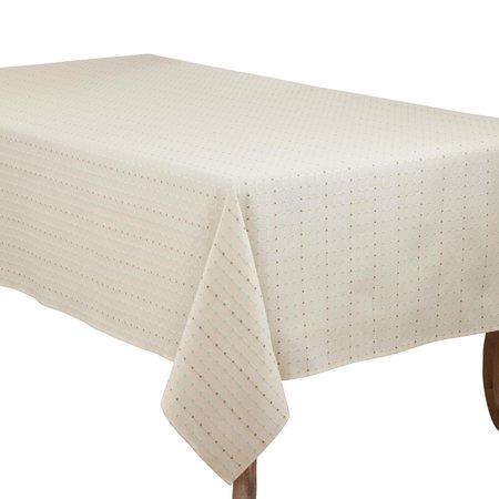 SARO LIFESTYLE SARO  65 x 140 in. Oblong White Stitched Line Tablecloth 2136.W65140B